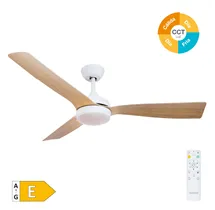 Ventilador techo Cefalú con luz CCT regulable y mando Ø132 3 aspas DC Blanco
