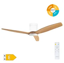 Ventilador techo inteligente Kasama con luz CCT regulable y mando Ø132 3 aspas DC Blanco