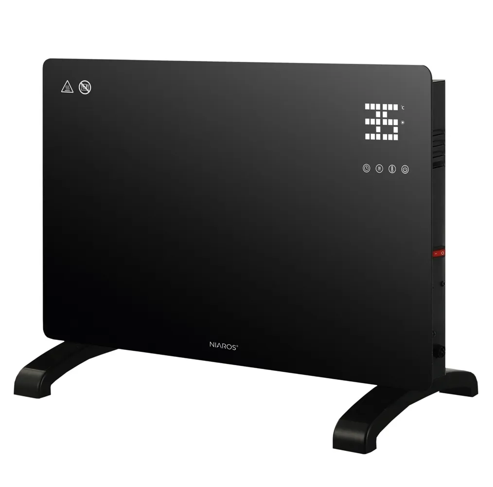 Radiador convector de cristal inteligente Zanthus Máx. 1500W Negro