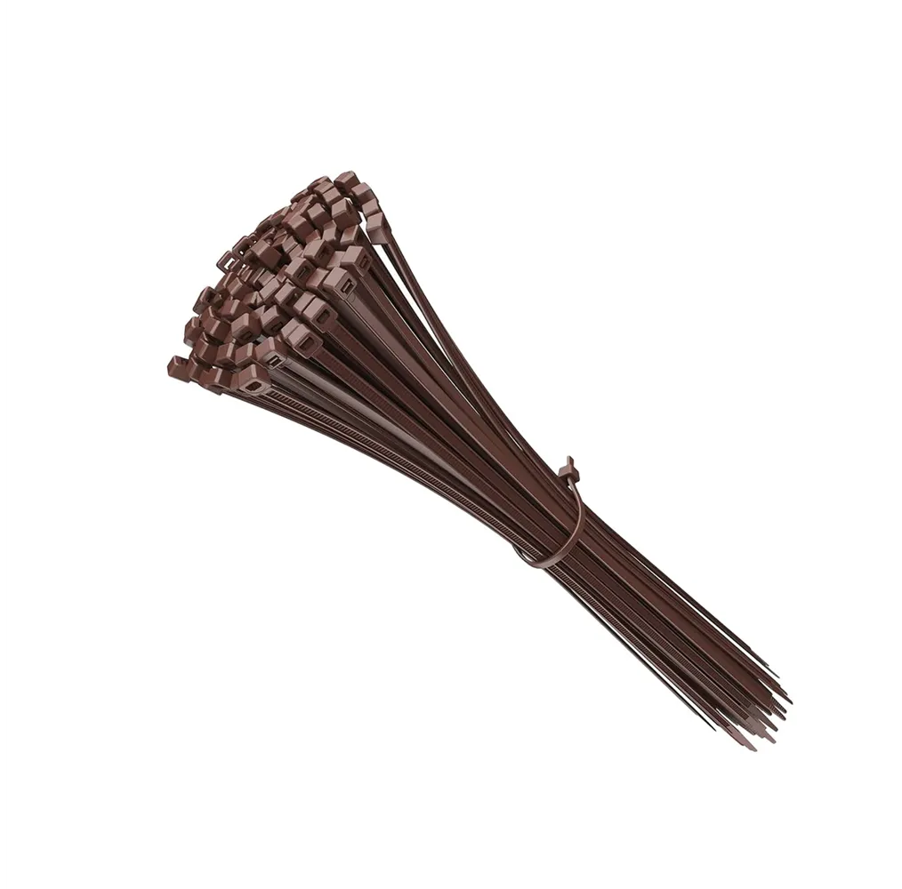 Pack of 100pcs cable tie 100% nylon 300x4.8mm Brown - Hantums