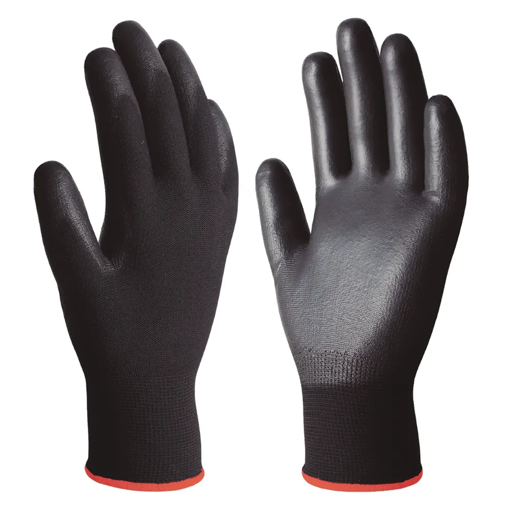 Guante poliéster y poliuretano Negro - Talla 6 