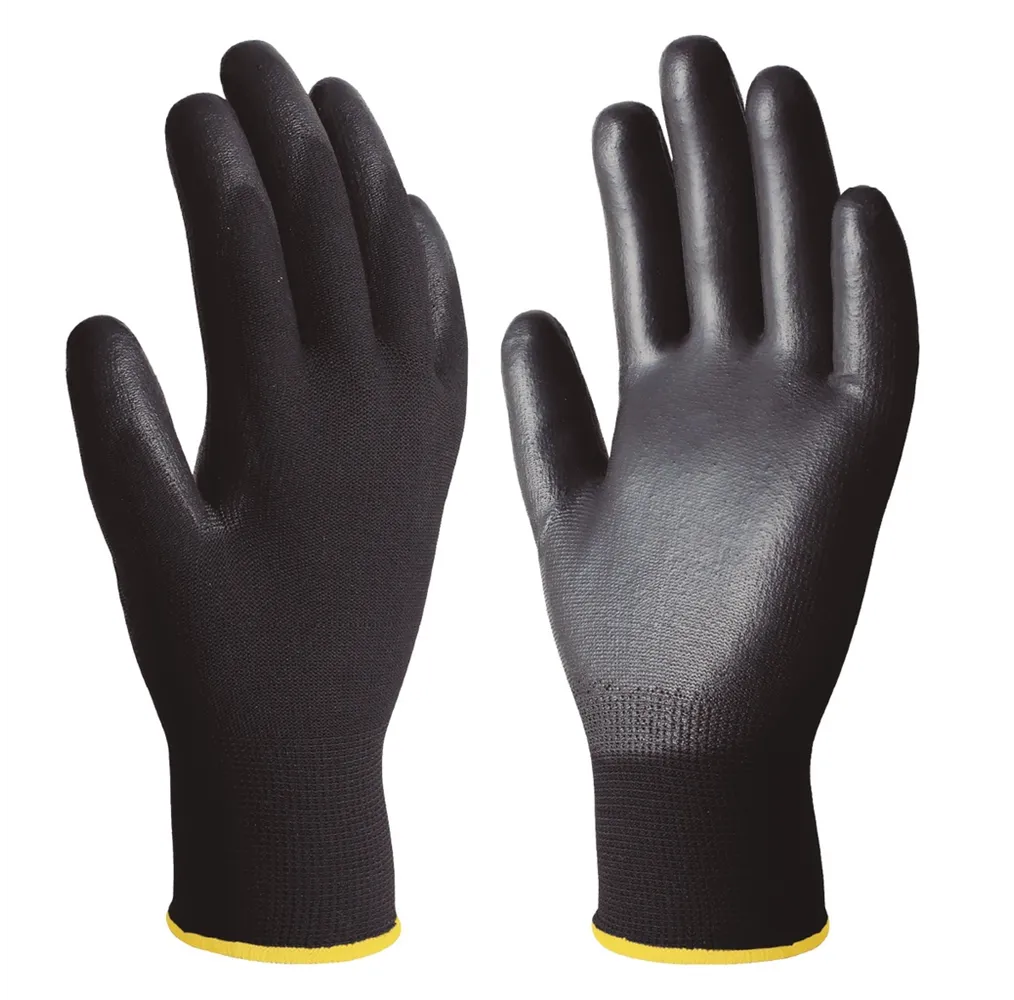 Guante poliéster y poliuretano Negro - Talla 7