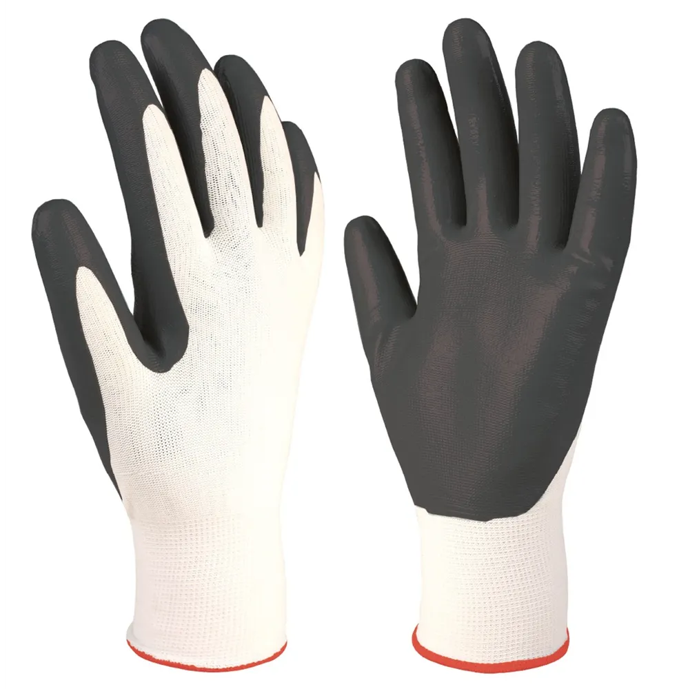 Guante poliéster y nitrilo Blanco/Gris - Talla 6