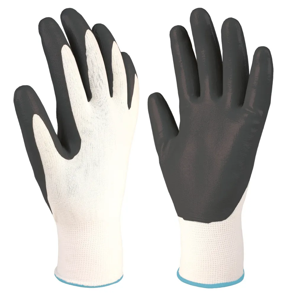 Guante poliéster y nitrilo Blanco/Gris - Talla 8