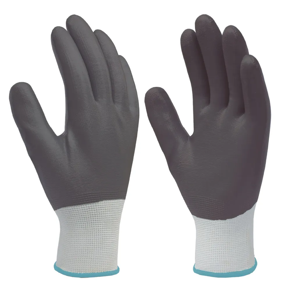 Guante poliéster y recubrimiento completo de nitrilo Blanco/Gris - Talla 8