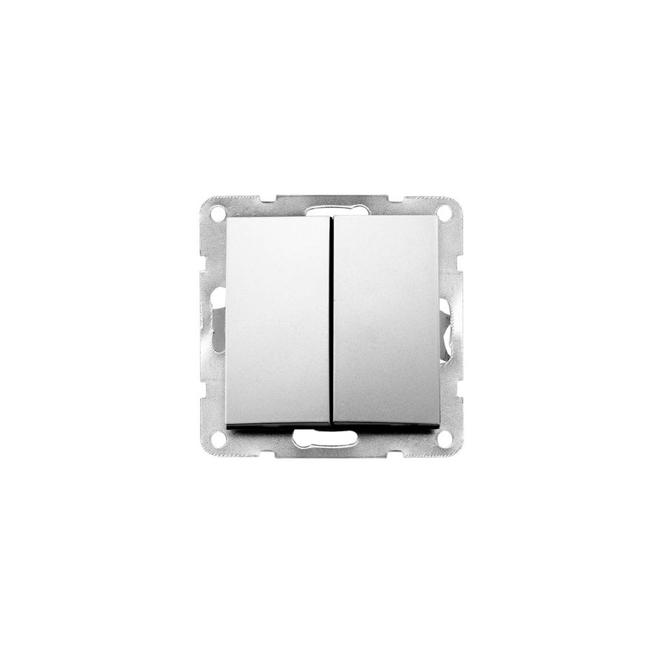 Doble interruptor empotrable Iota Plata