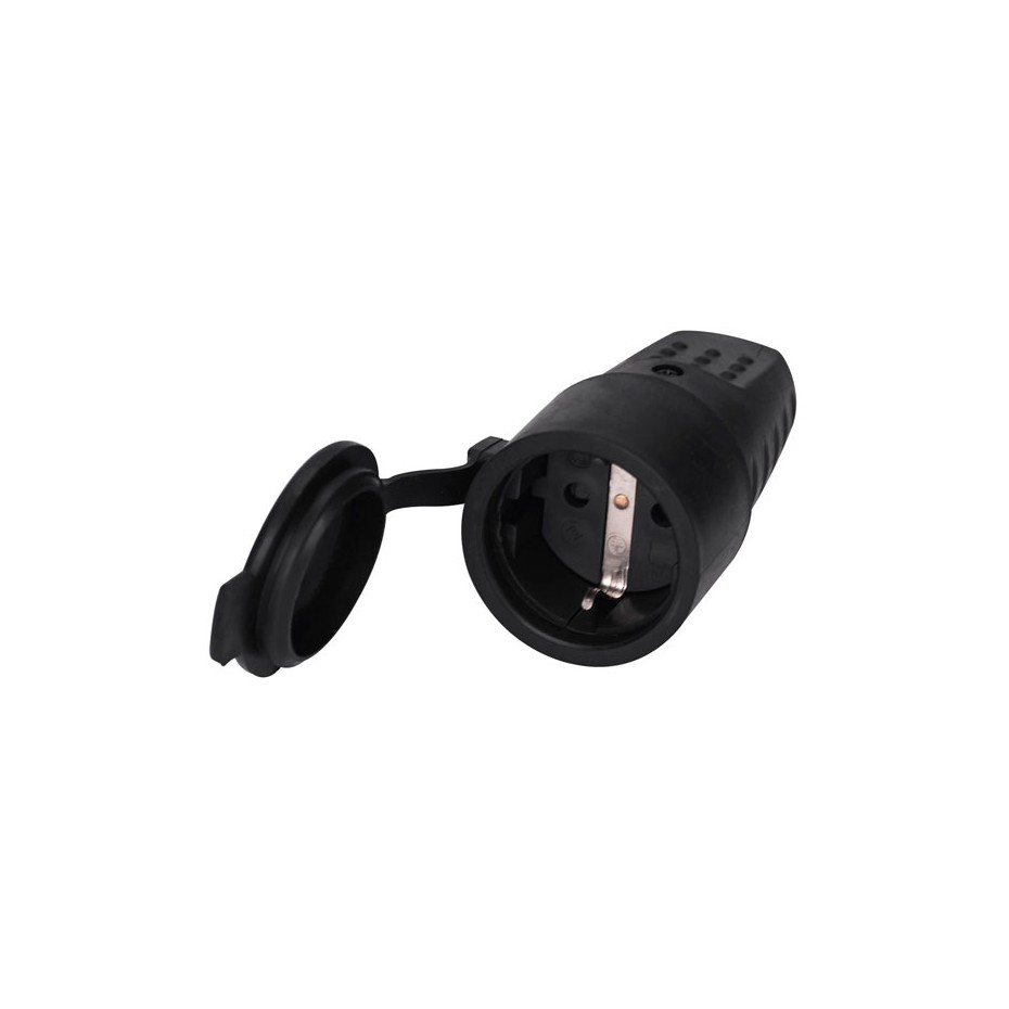 Base aerea con tapa impermeable IP44 de goma 4.8mm Negro