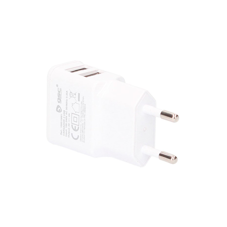 Cargador 2xUSB de 230V 2A 5V