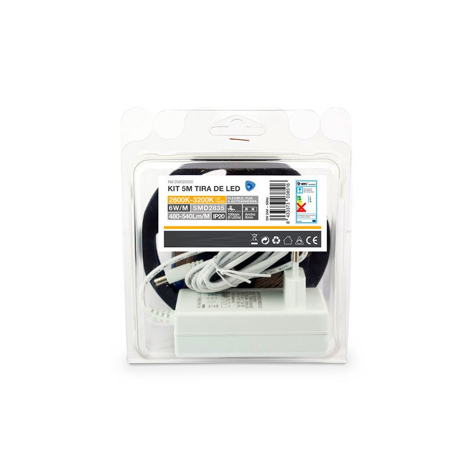 Kit de tira de LED de 5 metros 6W/metro 2800-3000K IP20 Homepluss
