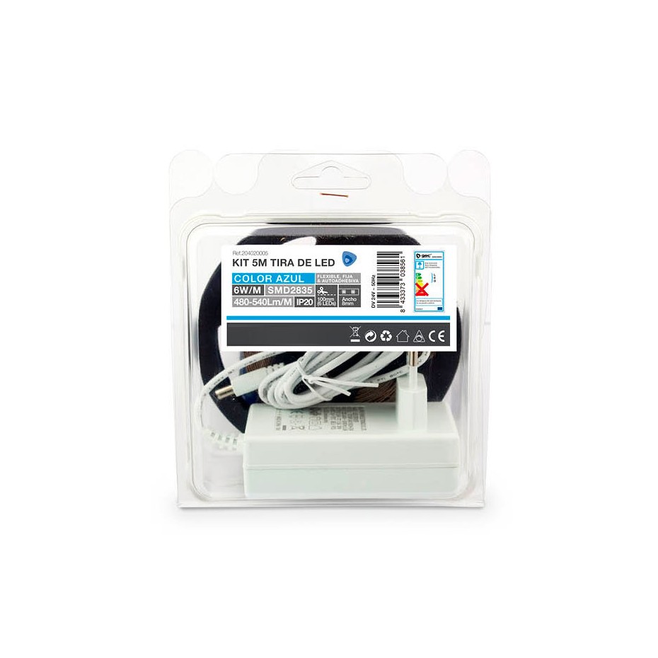 Kit de tira de LED de 5 metros 6W/metro Azul IP20 Homepluss