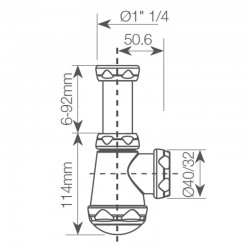 Sifón de botella corto extensible