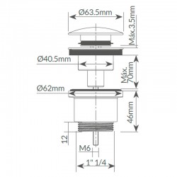 Válvula de desagüe clic-clac para lavabo y bidet de Ø63 mm