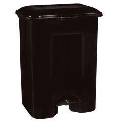 Cubo de basura con pedal de 80 litros Negro con asa y ruedas