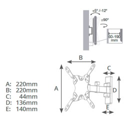 Soporte de televisión con brazo de 13" - 42"