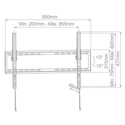 Soporte para televisión fijo con sistema antirrobo 43 - 90 pulgadas inclinable