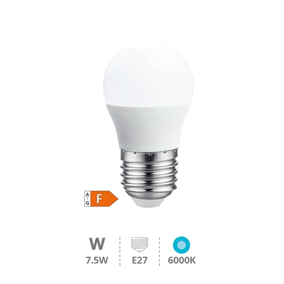 Lámpara LED esférica 7,5W E27 6000K