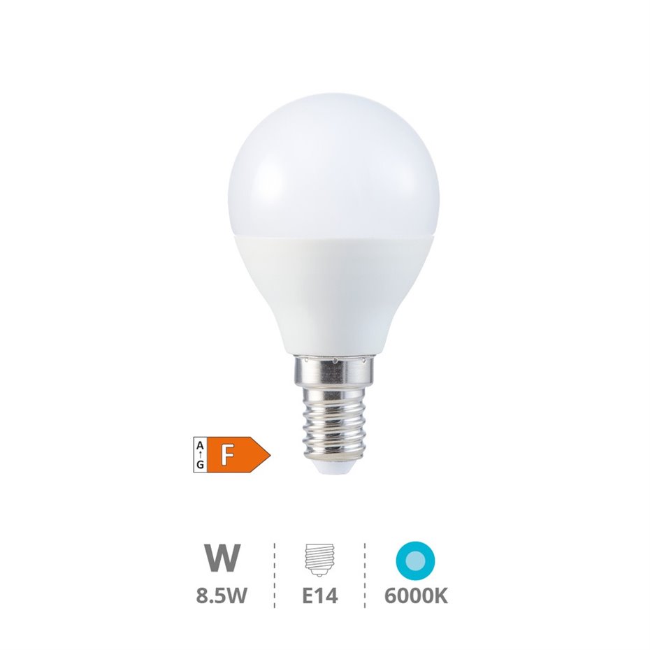 Lámpara LED esférica 8,5W E14 6000K
