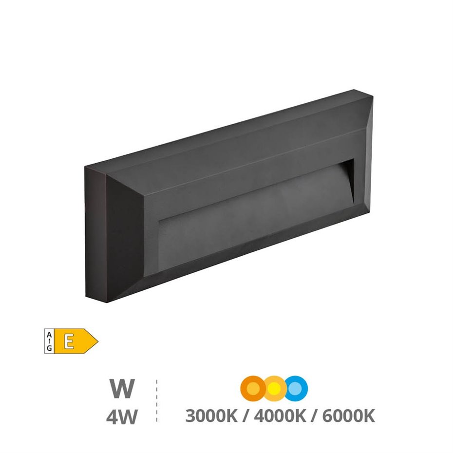 Aplique exterior rectangular LED 3W IP65 3CCT 3000K,4000K,6000K -- antracita