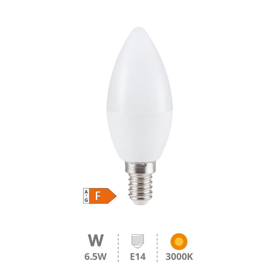Lámpara LED vela 6,5W E14 3000K
