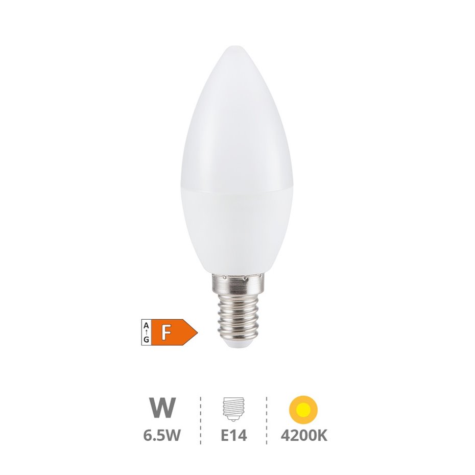 Lámpara LED vela 6,5W E14 4200K