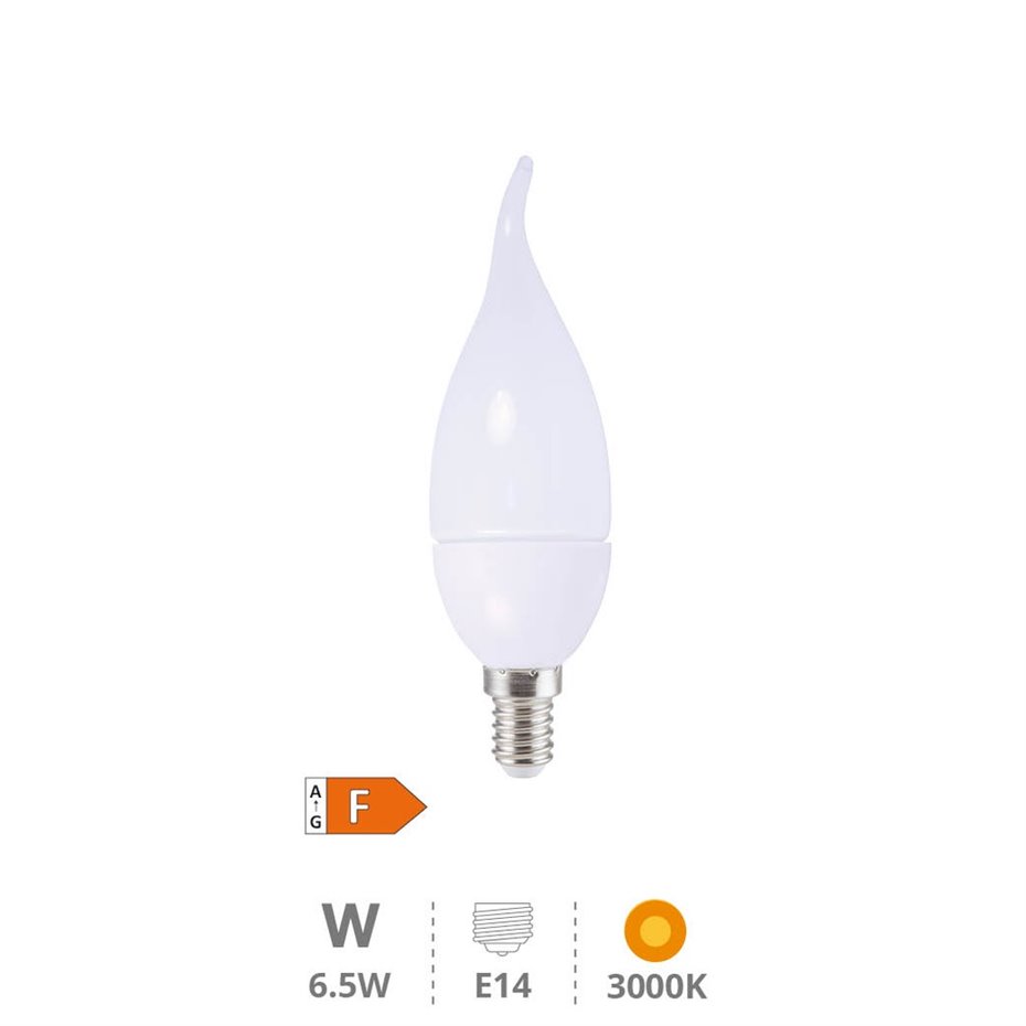 Lámpara LED vela soplo de viento 6,5W E14 3000K