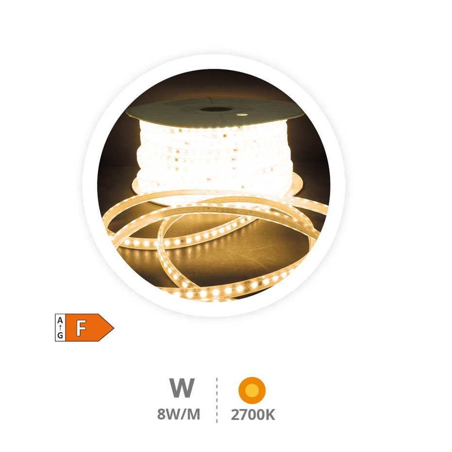 Rollo 50M tira LED 7,5W/M 2700-3000K IP65 230V