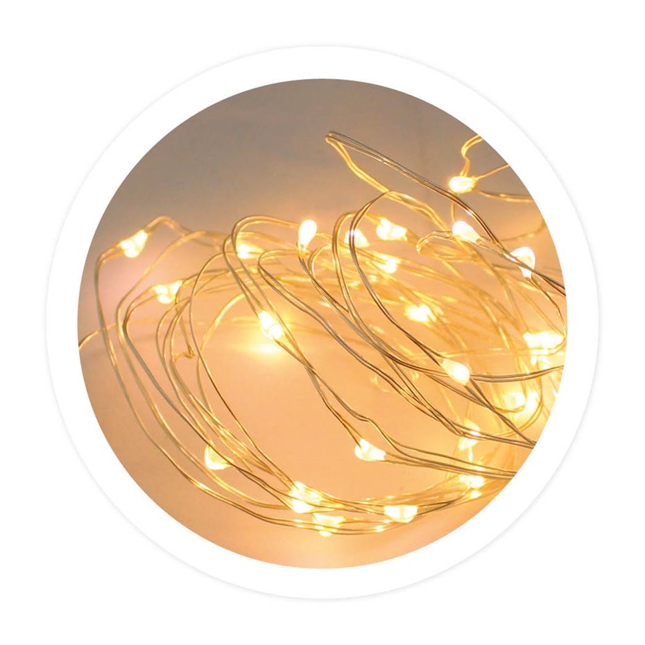 Guirnalda alambre LED 2m con baterias CR2032 3000k