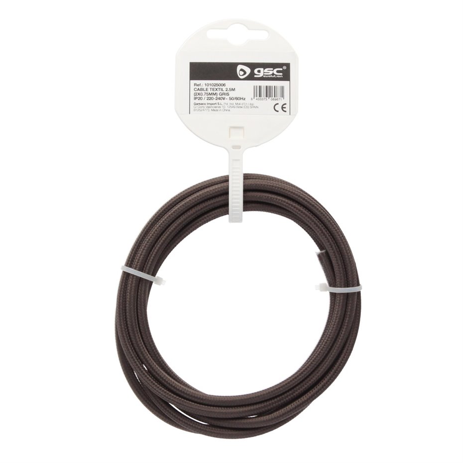 Cable textil 10M (2x0.75mm) Gris (copia)