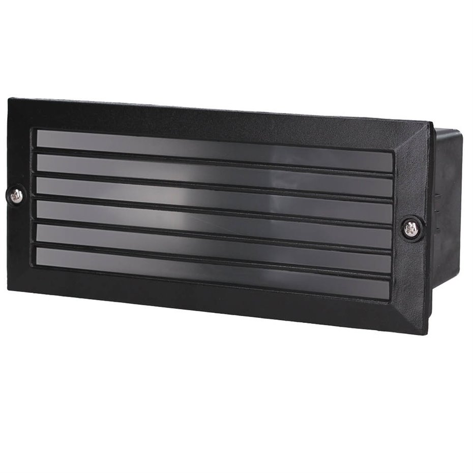 Apliq.rect.Negro.emp.pared rej.E27 60W N-Caja emp.inc
