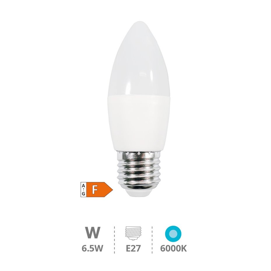 Lámpara LED vela 6,5W E27 6000K