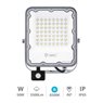 Proyector aluminio LED con sensor 50W 6500K IP65 Gris