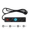 Base múltiple 4T con interruptor (3x1.5mm) 3M Negra