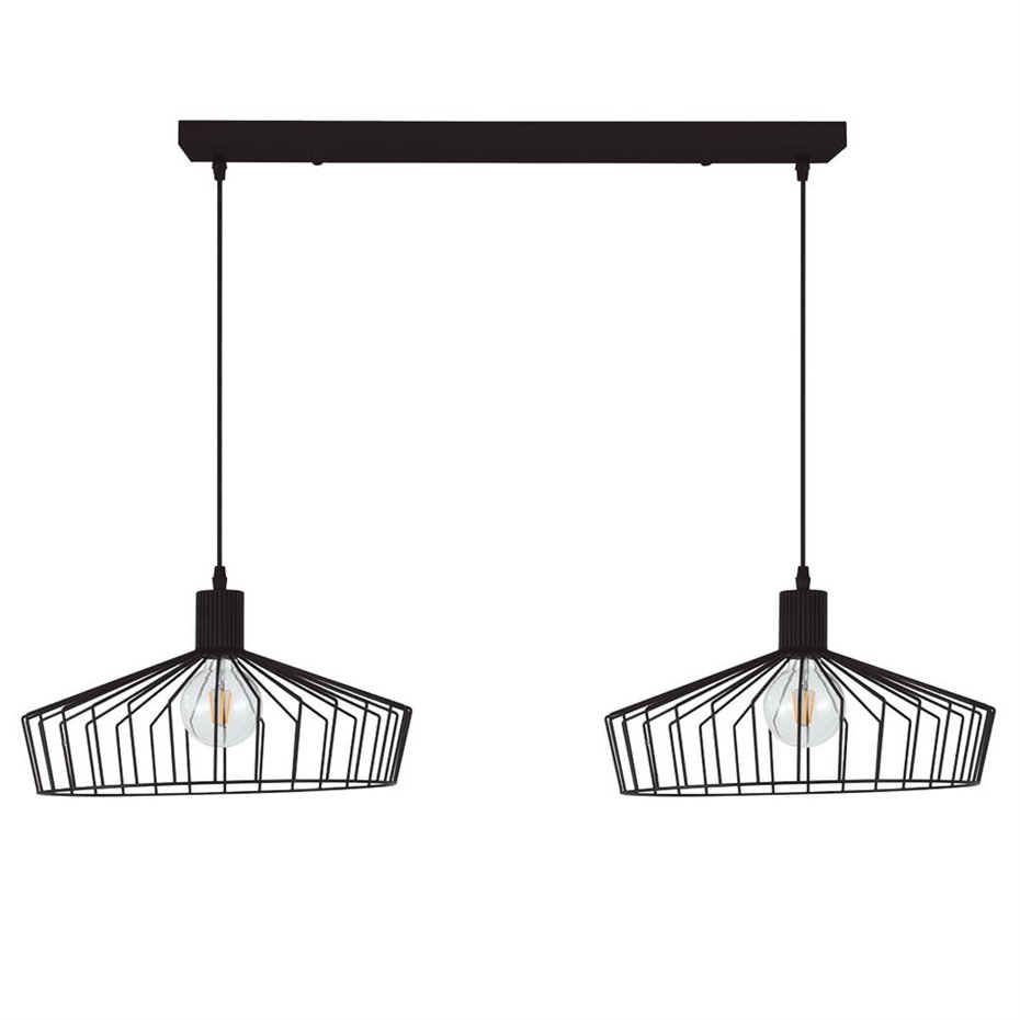 Lámpara de techo colgante Serie Bamil doble E27 Ø380mm Negro