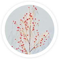 Rama decorativa LED de bayas rojas 0,8M Luz cálida