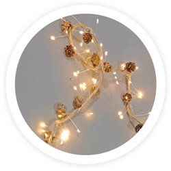 Guirnalda LED de cuerda y piñas 1,8M Luz cálida