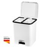 Cubo de basura con pedal y separador 52L Blanco/Negro
